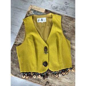 Vintage Sue Wong Designer Beaded Chartreuse Women's Vest